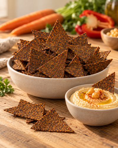 Wrap It Up Raw soft veggie chips with hummus, gluten-free and vegan