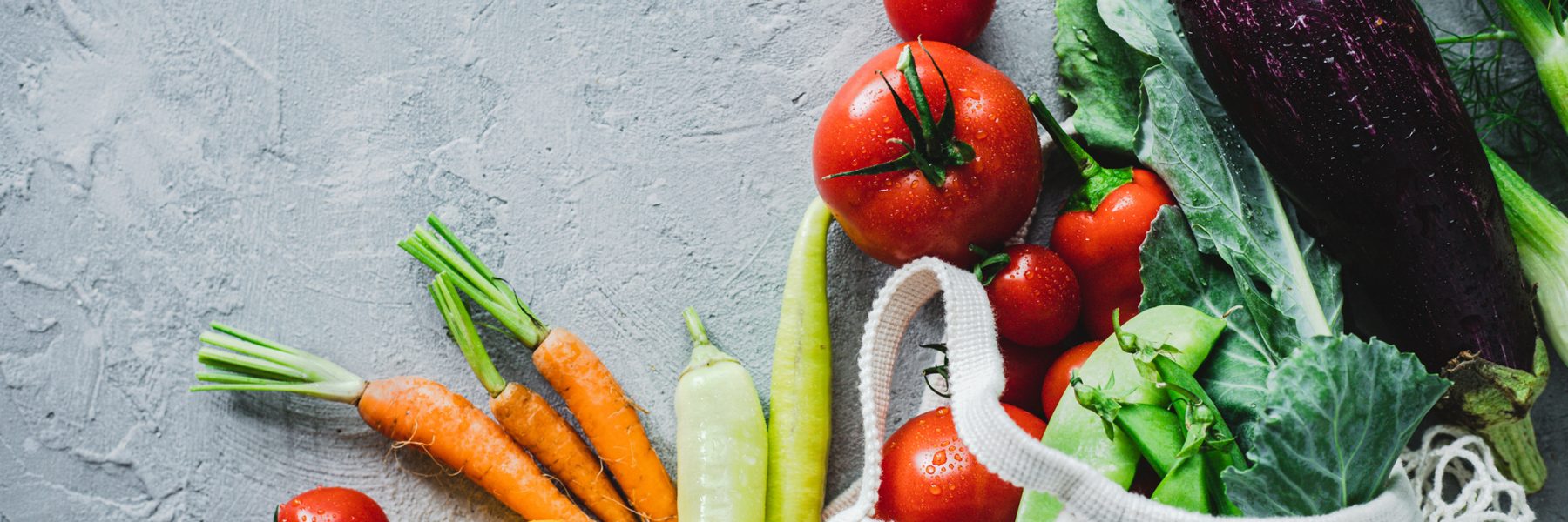 Fresh raw vegetables straight from the market, the actual ingredients of a Wrap It Up Raw wrap