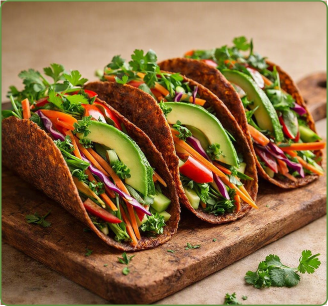 Fresh garden tacos with avocado and slaw